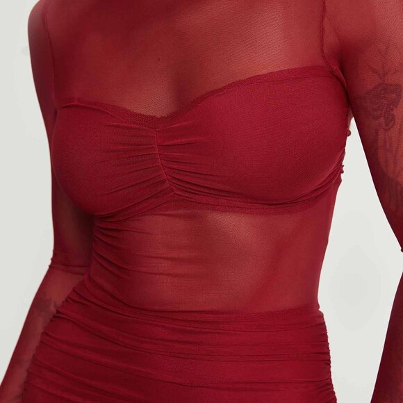 👗Princess Polly - long-sleeve mini burgundy dress - Picture 3 of 7